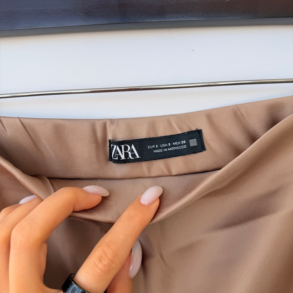 Zara Taupe Satin A-Line Maxi Skirt - Picture 3 of 7